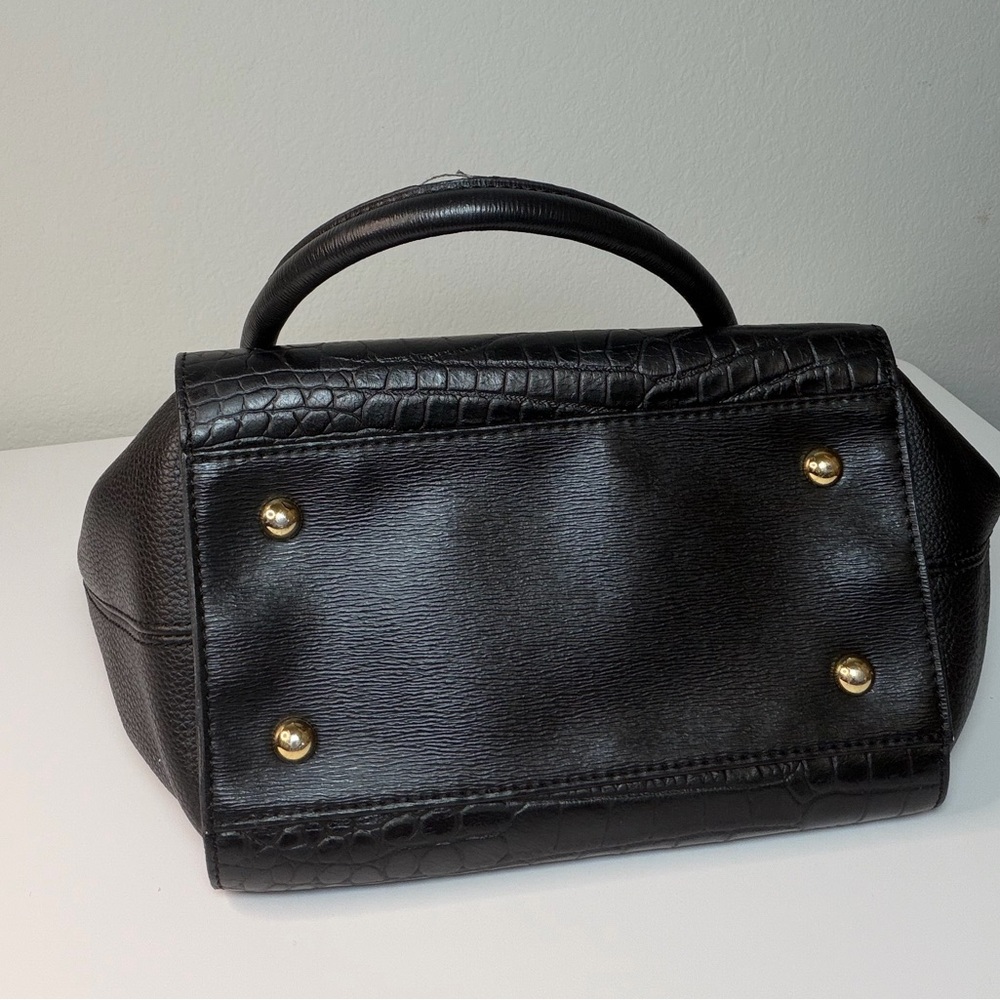 Tignanello Black Crocodile-Patterned Satchel Purse - image 6